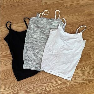 Set of Motherhood Maternity nursing tank stop in Black, Gray, and White x small